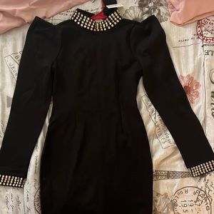 FN long sleeve mini rhinestone dress back is out never worn brand new